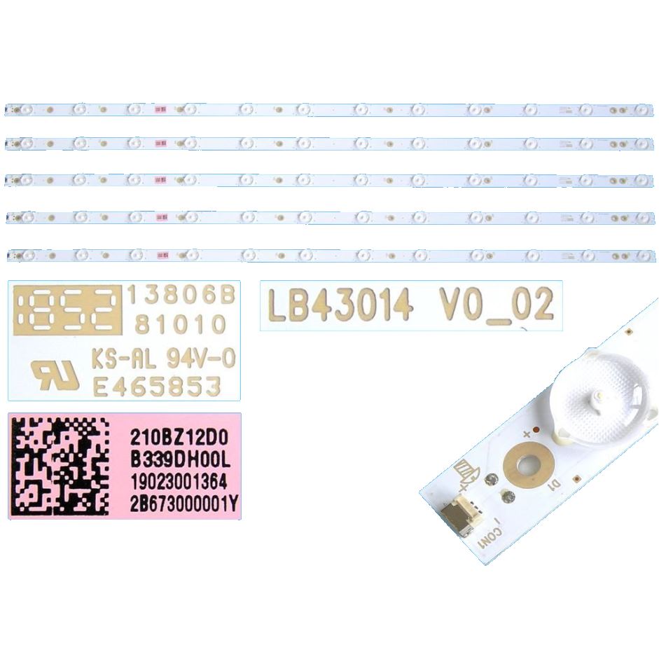 996598006791 LED BAR  210BZ12D0B339DH00L L=843mm , 12 led, kit - 5 strips